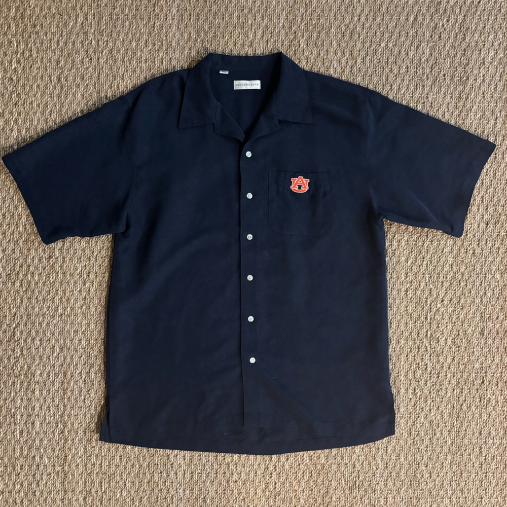 CUTTER & BUCK | Auburn University Tigers Navy Blue Dress Shirt Size Medium